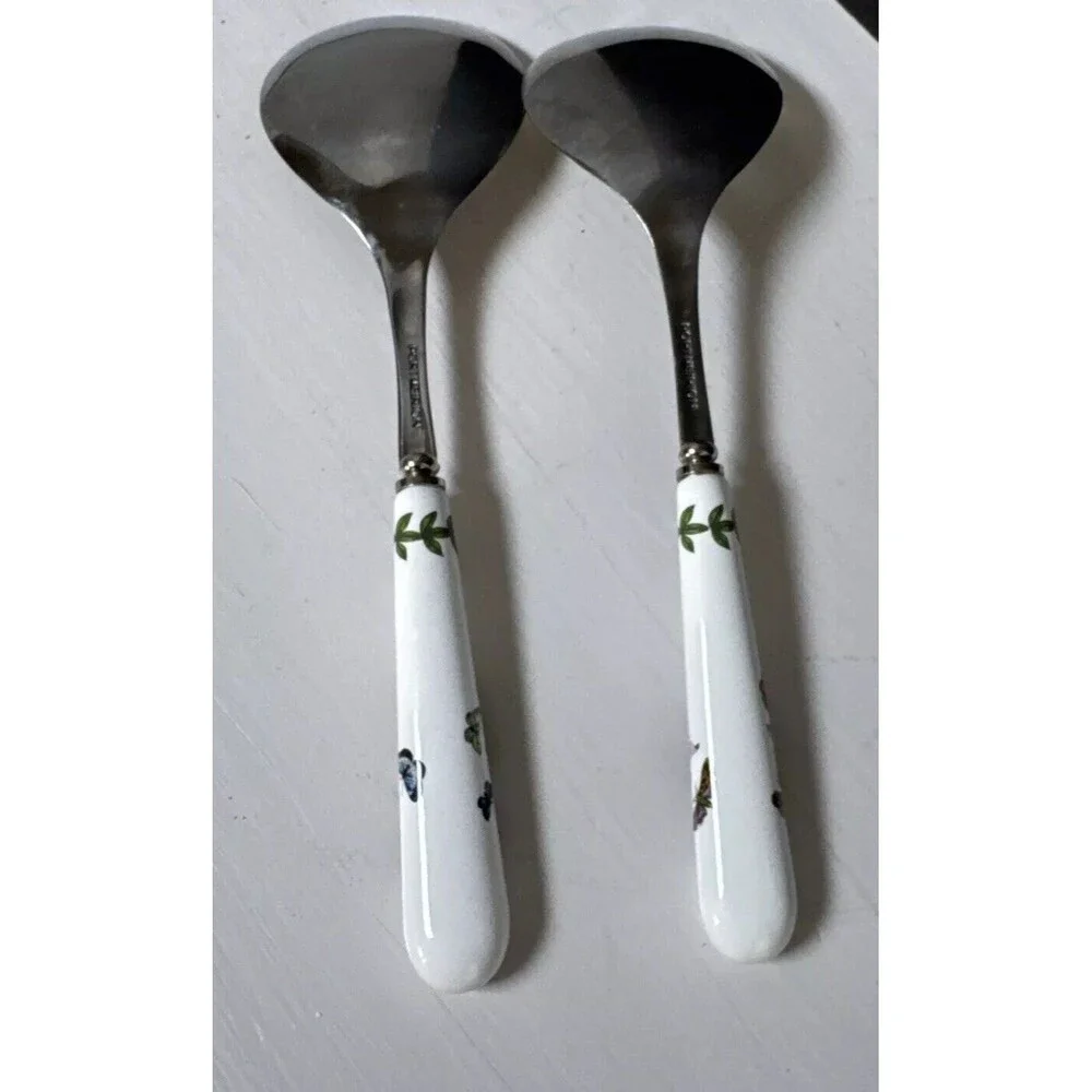 Portmeirion Botanic Garden Set of 2 Salad Servers Flowers Butterfly Utensils